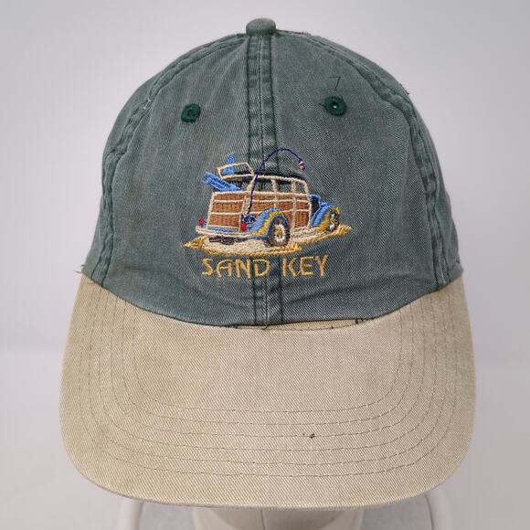 Sand Key Baseball Cap Green One Size Adjustable Embroidered Vented Holes - Picture 2 of 10